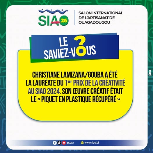 Christiane Lamizana/Gouba, 1er prix de la créativité SIAO 2024